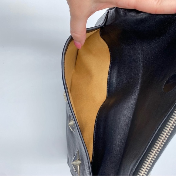 Jimmy Choo Black Leather Studded Foldover
Clutch with silver hardware - Picture 10 of 14